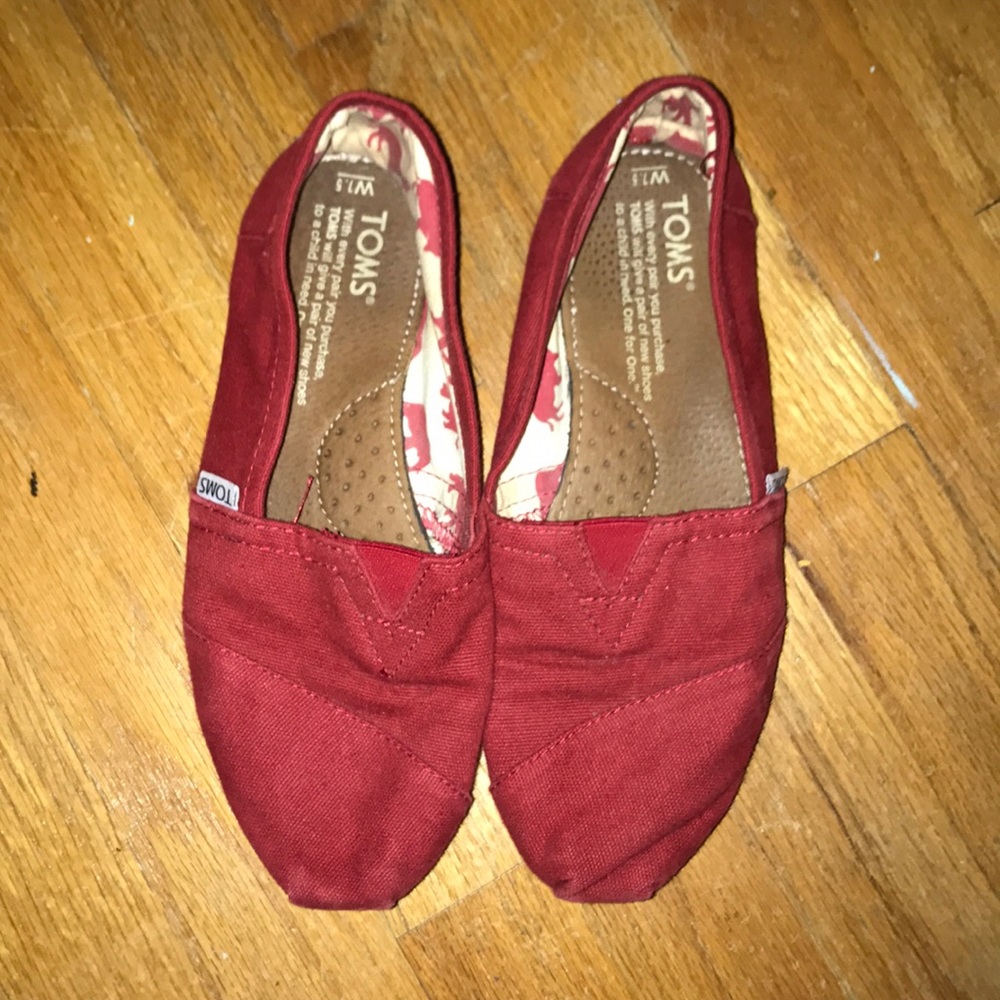 Original Red Canvas TOMS Slip-Ons  (Women's 7.5)